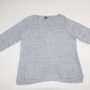 Habitat Clothes to Live In Women's Sweater Medium 3/4 Sleeves Light Gray M EUC